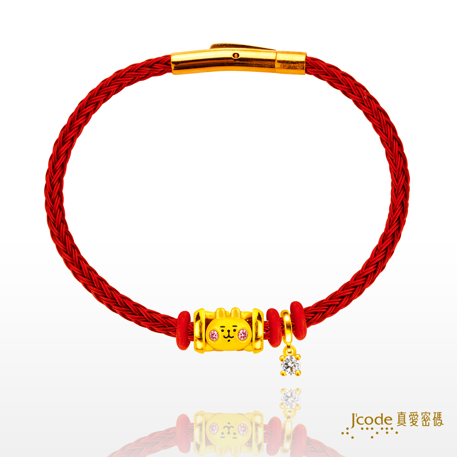 滿滿愛粉紅兔兔(硬金)鋼編織手鍊