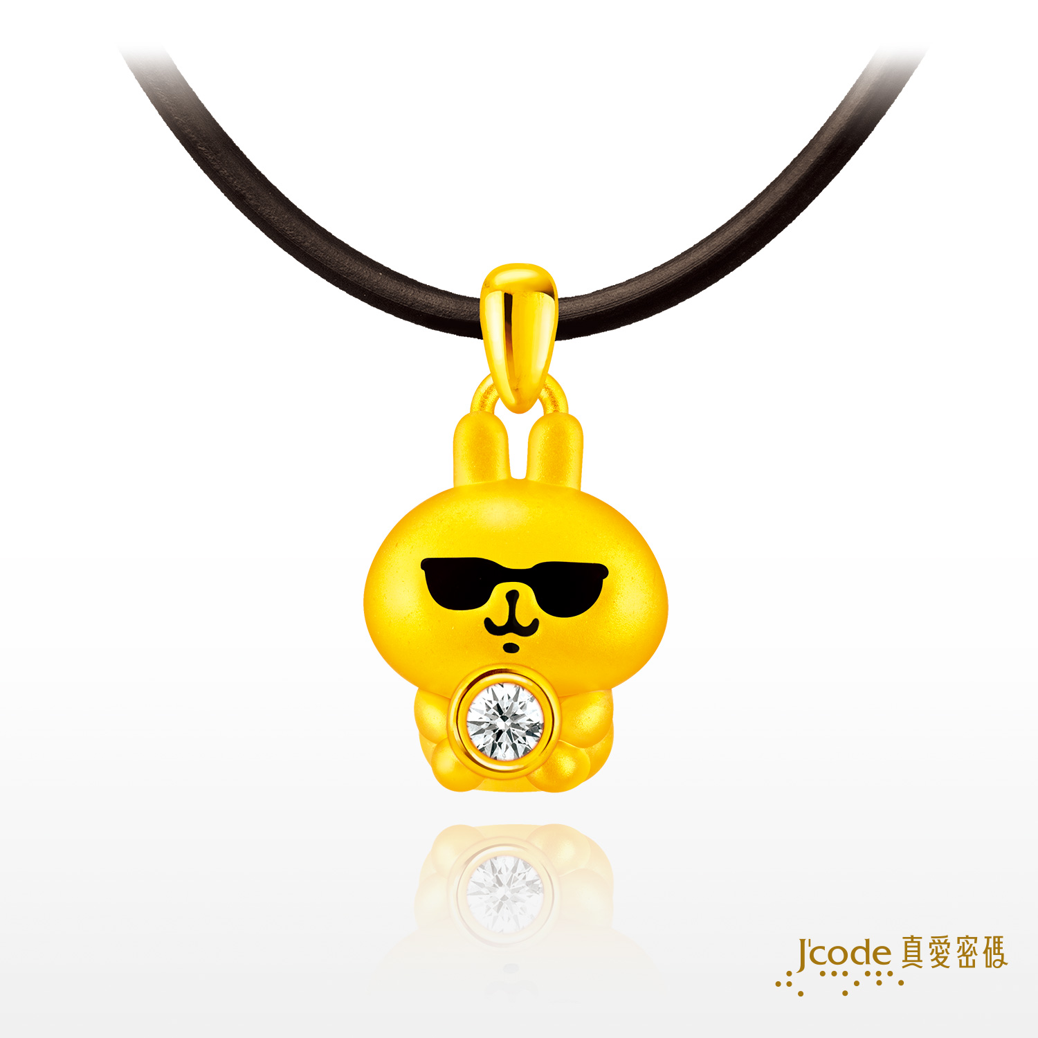 酷酷粉紅兔兔-黃金墜子