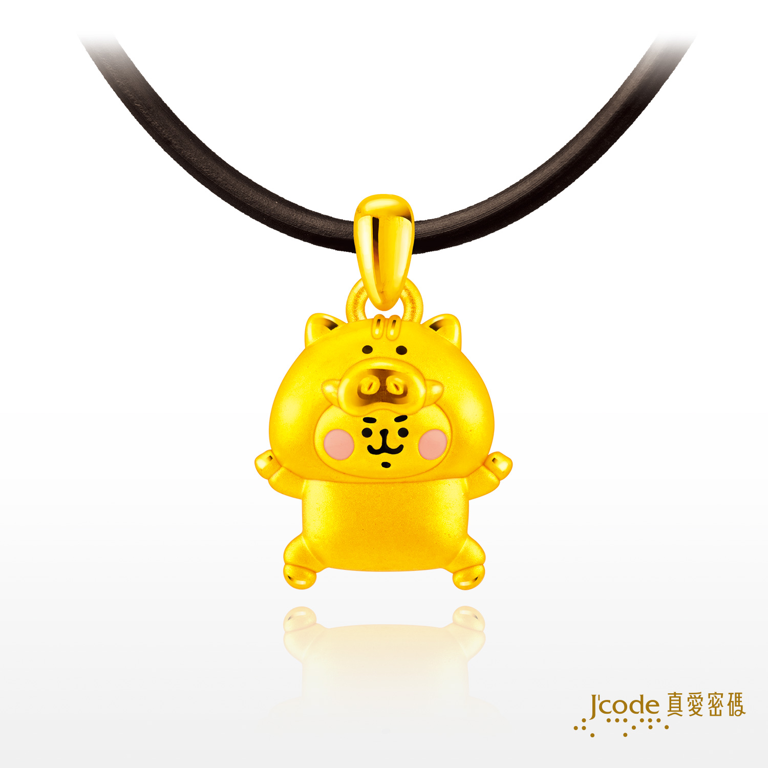 生肖豬粉紅兔兔-黃金墜子