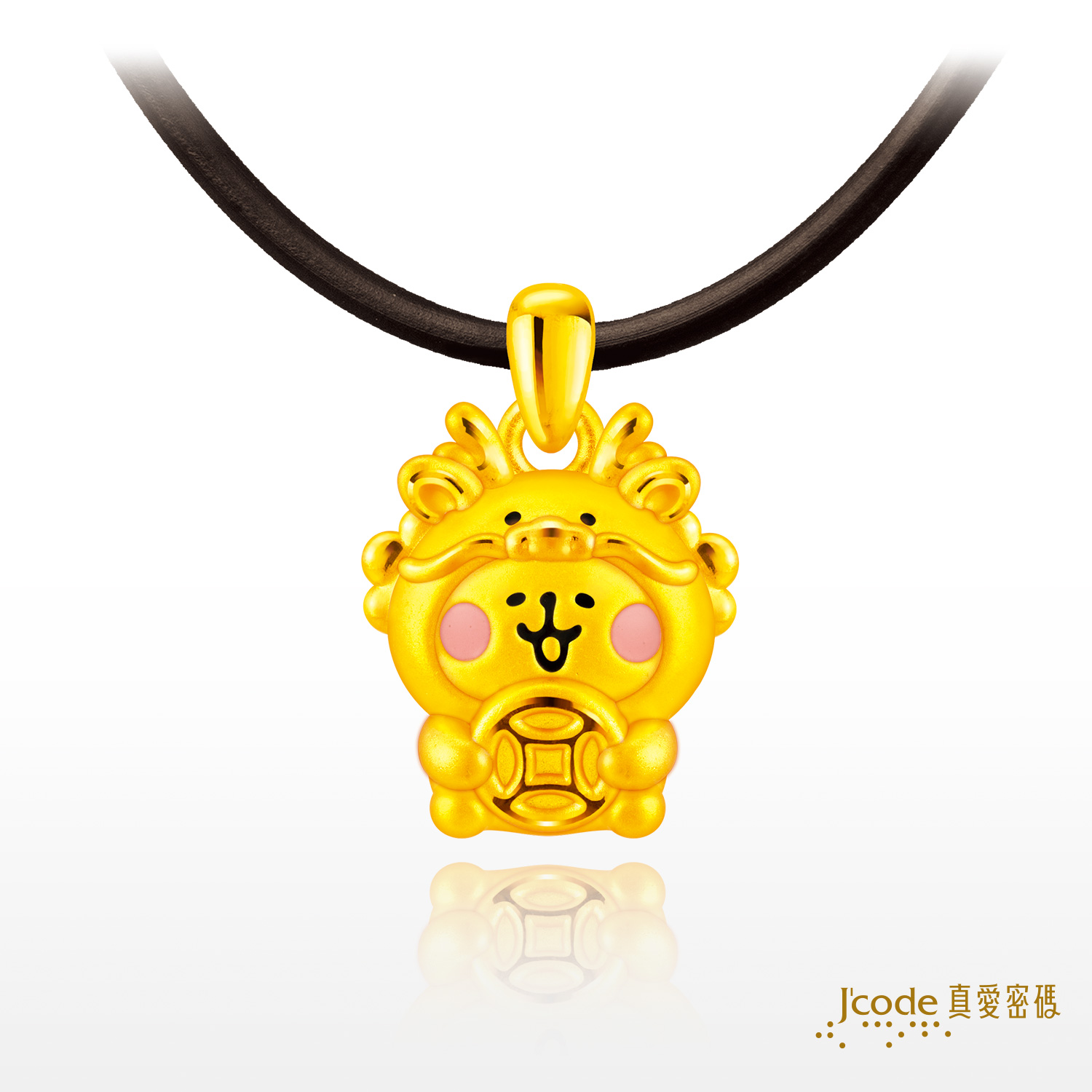 生肖龍粉紅兔兔-黃金墜子